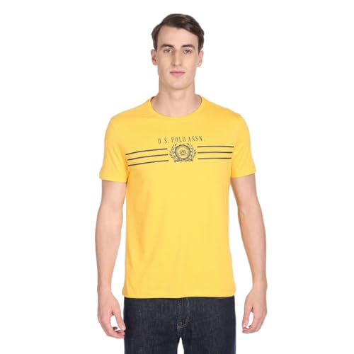 U.S. Polo ASSN. Men's Cotton Regular Fit Crew Neck Brand Print T-Shirt