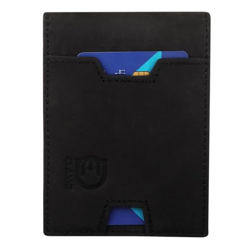 THE CLASSE-Top Grain Leather Money Clip Wallet for Men| Premium RFID Blocking Technology| Slim Bifold Design 11 Card Holder With Gift Box Included (Jet Black)4