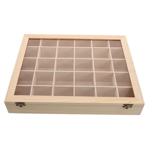 Caja de rocas de madera para decoración del hogar y muestras científicas
