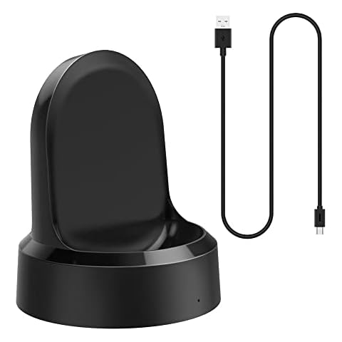 Simpeak Charger Stand Compatible with Samsung Gear S3 Frontier Classic, Charging Dock Cradle with USB Cable Replacement for Samsung Gear S3 Smart Watch, Black Cover