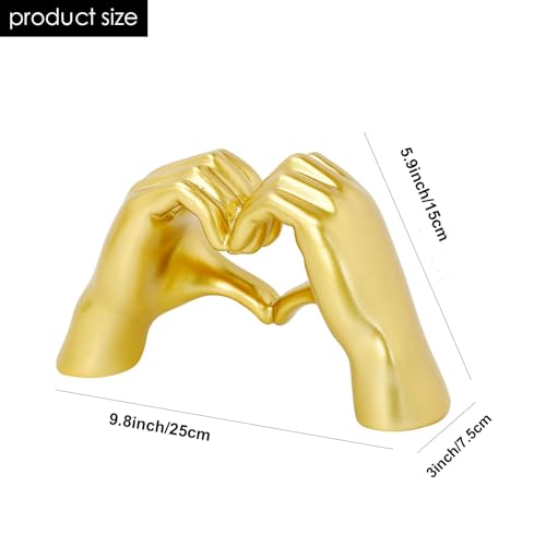 Escultura Grande Corazón Dorado con Manos miniatura 5