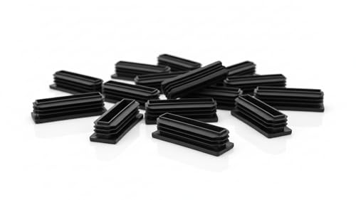 Image of Flyshop Chair Glide Inserts, Black, 25 x 75 mm (1 inch x 3 inch) | 8 Pack, Plastic Plugs, Rectangle Pipe Tubing End Caps