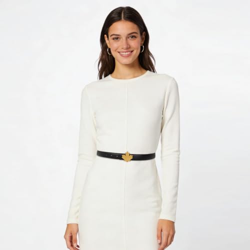 Image of Aurolran Women's Leather Belt with Buckle - Ideal for Dresses, Jeans, and Coats