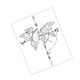 NAMOARLY Weltkarten Wandtattoos Pvc Selbstklebend Wasserfest Für Wohnzimmer Schlafzimmer Büro Kompass Koordinaten Wanddeko Abenteuer Kartenaufkleber