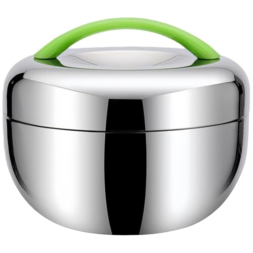 保温弁当箱 ステンレス 弁当箱丼型 お弁当箱 大容量ランチジャー ドーム型 ランチボックス 密封 ランチ 保存容器 漏れ防止蓋 真空2重構造 保温弁当箱 携帯便利 お弁当箱 男性 女性 日用 夜用 仕事 通勤 通学 (グリーンハンドルステンレススチール,