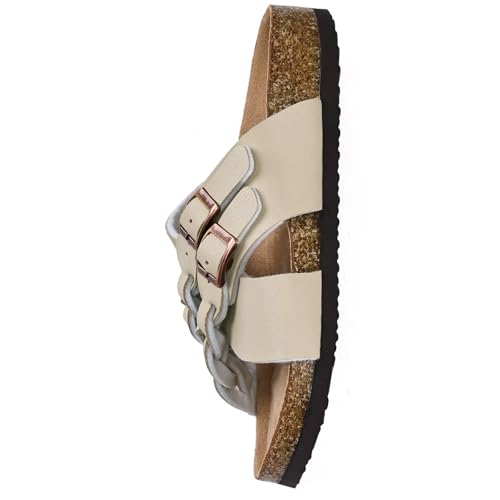 Torotto Kids Girls Boys Sandals with Cork Footbed Adjustable Strap Toddler Casual Slides Sandals Open Toes Flat (957/Beige,30) — view 5