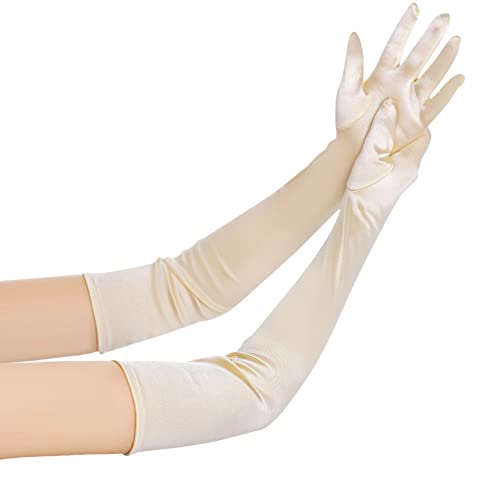 Wobe Long Opera Party 20s Satin Gloves Stretchy Adult Size Elbow Length Wedding