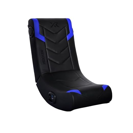 X Rocker Eclipse Video Gaming Floor Chair with Built-In Headrest Speakers, Wireless Bluetooth, Foldable, Vegan Leather, 300 lbs Max, Amazon Exclusive, Black and Blue