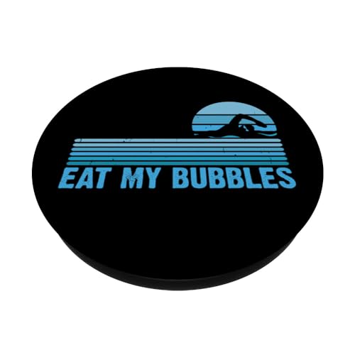 Eat My Bubbles For Swimming Lovers Swim Team - Funny Swimmer PopSockets Swappable PopGrip, Black - Image 2