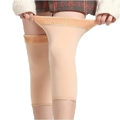navjai Woolen Leg Warmer Knee Cover High Socks for Women & Girls Winter Warm Fur Fleece Leg Warmer Thermal Full Length Leg Sleeve for Men & Women Pack of 2-Beige-picture-43