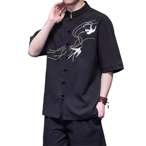 Chemise style chinois homme lin d'été col mao confortable et coupe fluide casual