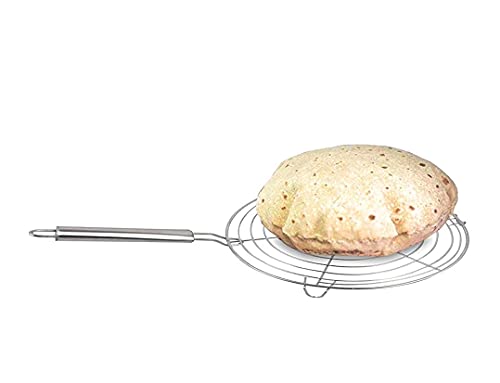 Image of Papad Jali with Stainless Steel Roaster and Handle - Roti Chapati Grill Round 1 pc + Chimta 1 Pc