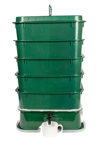 USMade-Original-Design-5-Tray-VermiHut-Plus-Compost-Bin-Green-Easy-Set-Up-and-Sustainable-Design