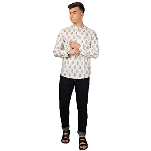 Image of by Shoppers Stop Printed Cotton Slim Fit Mens Casual Kurta's