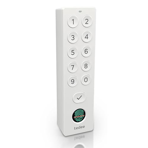 tedee Keypad PRO biometrisches Tastenfeld für smartes Türschloss | Öffnen und Schließen per Fingerabdrucksensor oder PIN-Code | Weiß