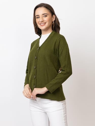Image of Women's Warm Woolen Cardigan - Stylish Full Sleeve Knitwear for Winter, Cozy & Elegant Sweater