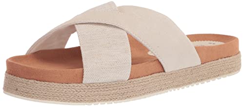 TOMS Women's Paloma Flat Sandal, Egret Suede/Melange Woven, 6 UK