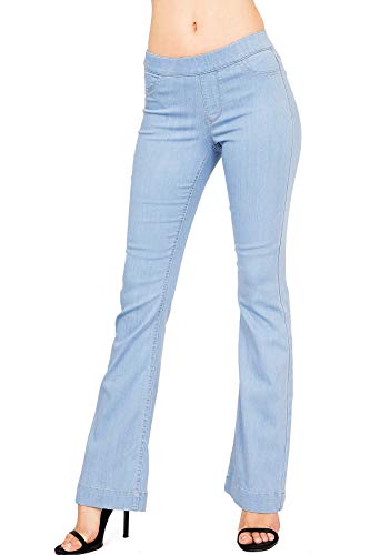 Cello Women's Juniors Mid Waist Skinny Fit Bootcut Pants (XL, Light Denim)