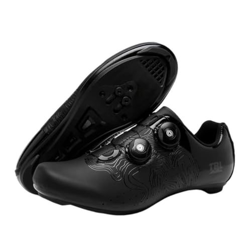 Image of CALANDIS Cycling Shoes, Asphalt Bike Lock Shoes, Breathable Hard Sole, Unisex Sports 43 Black Road Lock