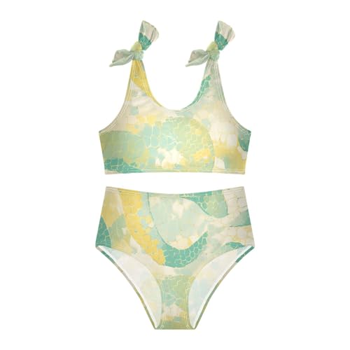 KLL Snake Skin Pattern Texture Girl 2 Piecing Bikini Set Scoop Neck Bathing Suit Swimwear Adjustable Strap3