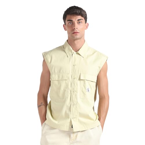 Chemise homme sans manches look d'été tendance en popeline de coton Calvin Klein Jeans