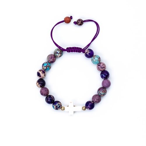 Image of Cross Bracelet Graduation Birthday Gifts for Women Girls, Religious Christian Catholic Bracelet Gift for Goddaughter Daughter Girlfriend, Beaded Charm Bracelet for Mom Grandma Faith Gift