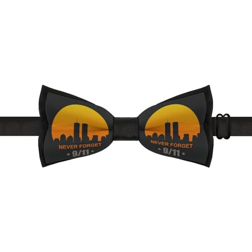 GoasNei 9/11 We Will Never Forget Bow Tie for Men Adjustable Necktie Funny Tie Neck Ties for Weddings Party