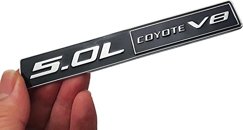 Image of 2X 5.0L Coyote Emblems, 3D Trim Fender Hook Trunk Badge Decals Stickers (Black-Silver)