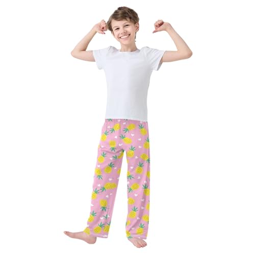 Pineapple Love Boys Long Pants Soft Trousers Elastic Waist Kids Lounge Bottoms with Pockets S-XL2
