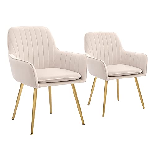 Canglong Furniture Modern Living Dining Room Accent Arm Chairs Club Guest With Black Metal Legs, Set Of 2, Beige #TOP3