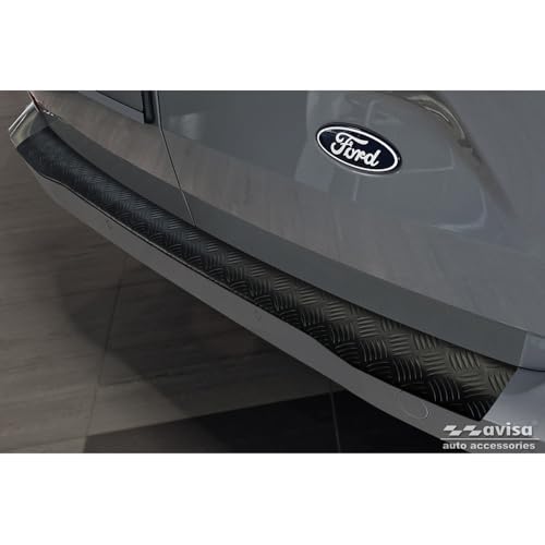 Seuil de coffre Ford Transit Custom V710 alu noir protège pare-chocs antidérapant
