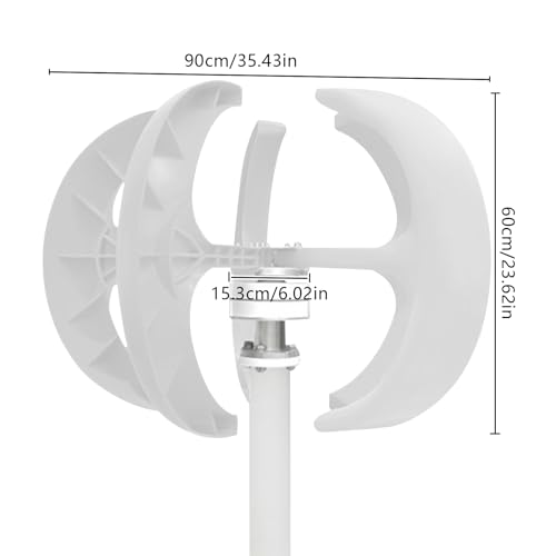 Rurazong HG-WXL-10-HCM White 5 Blades Vertical Axis Wind Turbine 600W 24V Wind Turbine Generator Lantern Wind Turbine With Controller, Flange Plate Wind Turbine Generator Kit thumb #4