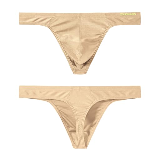 JINSHI Men's Thong Underwear Sexy Ice Silk Glossy G String Male Athletic Thongs T Back For Men Bikini Briefs