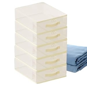 Closet Clothes Organizer | 5-Piece Clear Stackable Bags | 40x30x19cm Space Saving Clothes Storage Organizer | Seasonal For Bedroom Clothing Blankets Fabric Garment Quilt Pillows Home Apartment