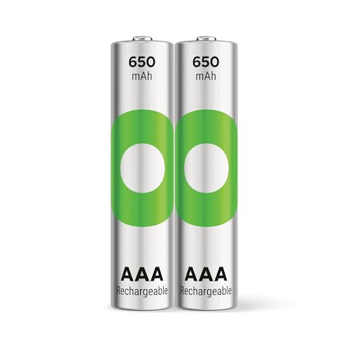 GP ReCyko Lot de 2 Piles AAA NiMH 650 mAh, 1,2 V, très Faible Auto-décharge, préchargées pour Une Utilisation directe