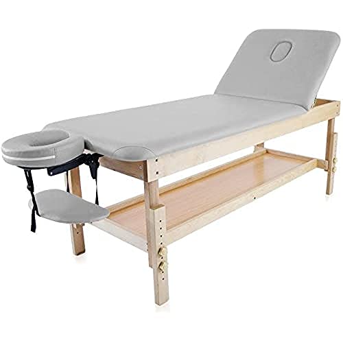 QUIRUMED Table Fixe en Bois avec Dossier Rabattable et Plateau argenté