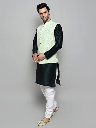 Image of Uri and MacKenzie Men's Silk Blend Kurta Pajama with Designer Ethnic Nehru Jacket /Modi Jacket