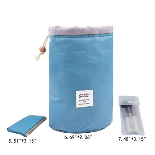 INVODA Cosmetic Bag for Women Barrel Shaped Travel Makeup Bags Large Capacity Soft Waterproof Portable Drawstring… - Image 4