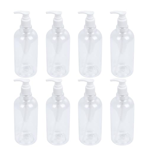 TOVINANNA - TOVINANNA Lot de 8 Flacons Pompe à Shampoing Rechargeables 500 ML en Plastique Pet Transparent, Bouteille Distributrice pour Gel et Savonnette, Usage Salle de Bain et Hôtel