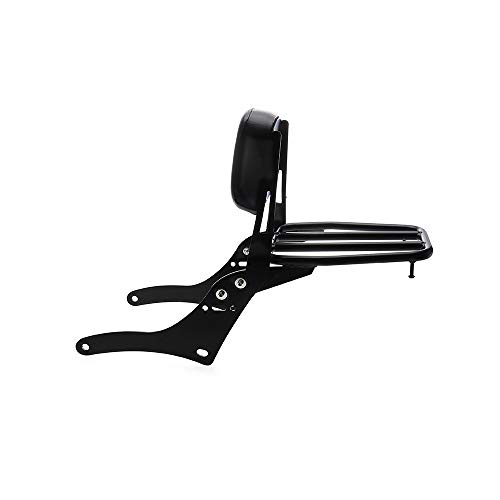 MotorFansClub Sissy Bar Backrest Luggage Rear Rack Passenger Back Seat Cushion Fit For Compatible With Honda Rebel CMX300 CMX500 2017-20 Black