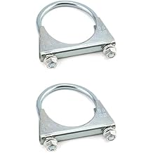 QWORK U-Bolt Muffler Tip Exhaust Hook, 2 Pack 2-1/2" OD Carbon Steel Universal Silencer Exhaust Clip