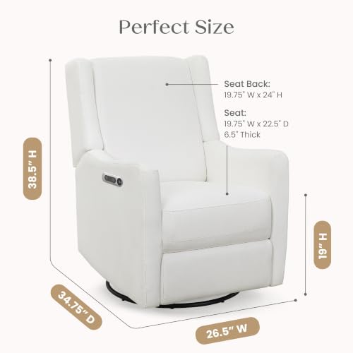 Delta Children Mercer Electronic Power Recliner and Swivel Glider with USB Port in LiveSmart Performance Fabric - Water Repellent & Stain Resistant, Pearl - image 2