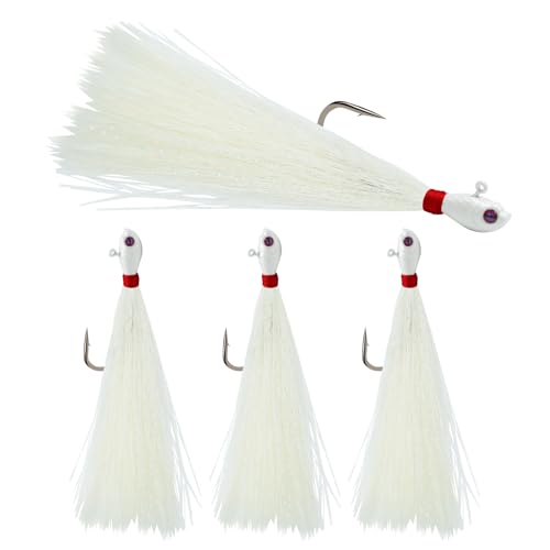 CWSDXM Bucktail Jigs Realistic Hair Jig Fishing Lure with Single Hook Bucktail Swimbait Jig for Bass Striper Walleye Flounder 1/4oz 1/2oz 1oz 2oz
