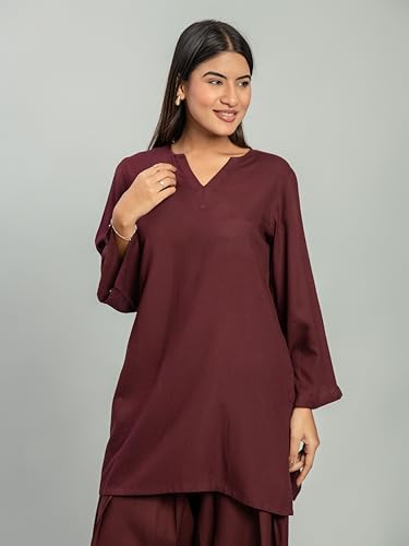 Image of Womens Rayon Solid Straight Kurta Farshi Salwar Set