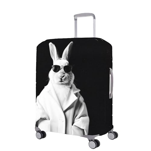 Image of WanderWraps Spendex Polyester Protective Luggage Cover | Hard Luggage Trolley Bag Cover | Washable | Dust Proof | Stretchable | M - 24 inch | Blanc Bunny