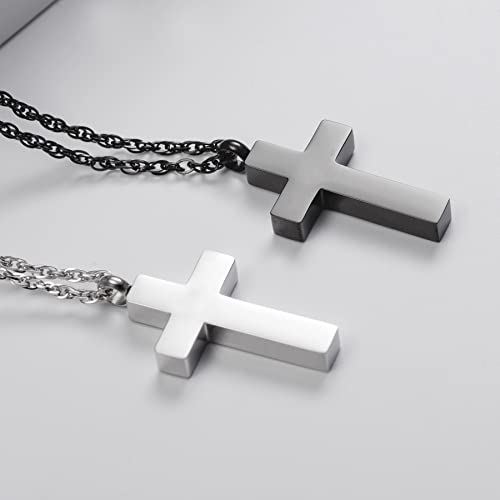 Cremation Cross Necklace for Ashes, Blank Cross Urns Locket Pendant Ashes Holder Stainless Steel Memorial Jewelry4