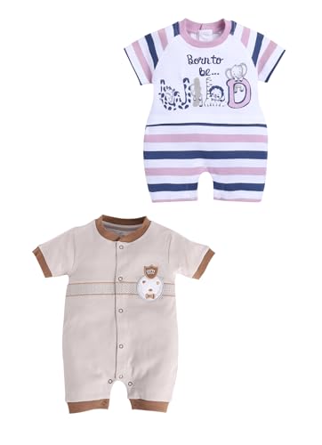 Image of BabyGo Baby Half Sleeve Rompers 100% Cotton Rompers for New Born Baby Boys|Daily Suits for Baby Boys & Girls| 6X9M|GREY-ROSE|Onesies| Infant Clothes | Pack of 2