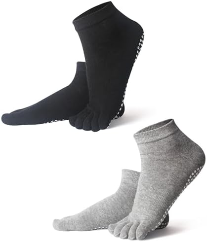 EQLEF Calcetines Dedos Hombre, yoga Antideslizantes Calcetines Pi...