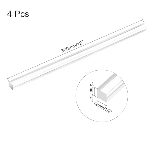 QUARKZMAN 4 Stück Acryl Kunststoffstäbe Quadrat, 12mm x 300mm Acrylstab Transparent für Modellbau DIY, Architekturmodellbau, DIY Sandtisch
