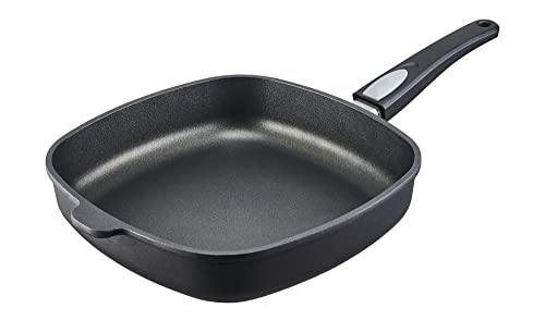 MEISTERKOCH Bratpfanne 28 x 28 cm, Induktion, Antihaft, abnehmbarer Griff | 6,5 cm hoher Rand, 4,3l Volumen | Made in Germany | 4-lagige Titanium-Versiegelung, spülmaschinengeeignet